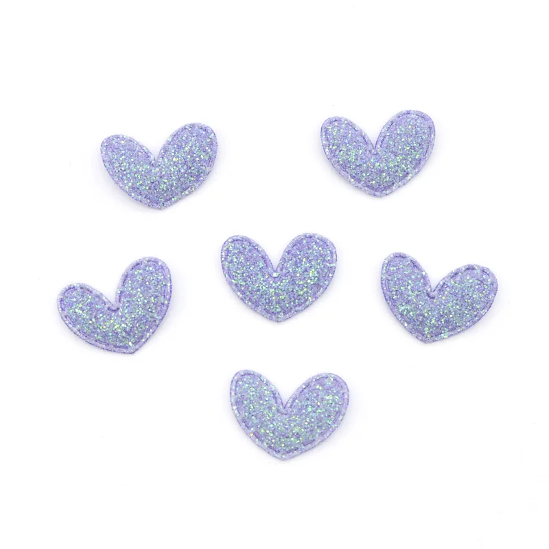 60Pcs Kawaii Glitter Little Heart Patches 2CM Padded Appliques for Clothes Sewing Supplies DIY Craft Decoration