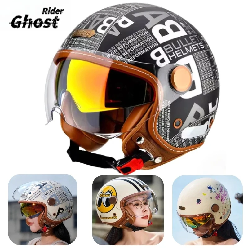 

Retro Motorcycle Helmet Biker 3/4 Open Face Helmet Retro Electric Bike Scooter ABS Shell Retro Moto Casque Casco Capacete