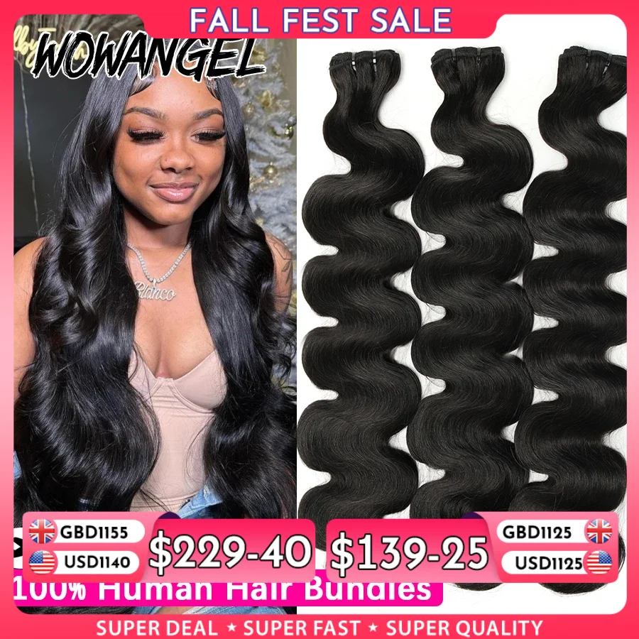 Wow Angel 28 30 inch Body Wave Human Hair Bundles 1/3/4 pieces 10A Brazilian Remy Hair Extensions Single Bundle Virgin Hair