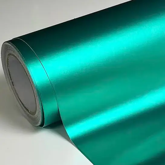 Matte Teal Satin Chrome Metallic Vinyl Wrap Film With Air Release Self Adhesive Car Motorcycle Wrapping Sticker Decal