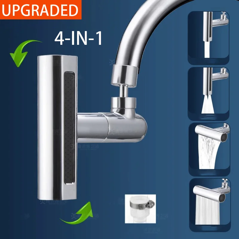 New 360°Rotating Faucet 4Modes Waterfall Faucet Faucets Extender Kitchen Sink Faucet Washbasin Faucet Bubbler Anti Splash Filter