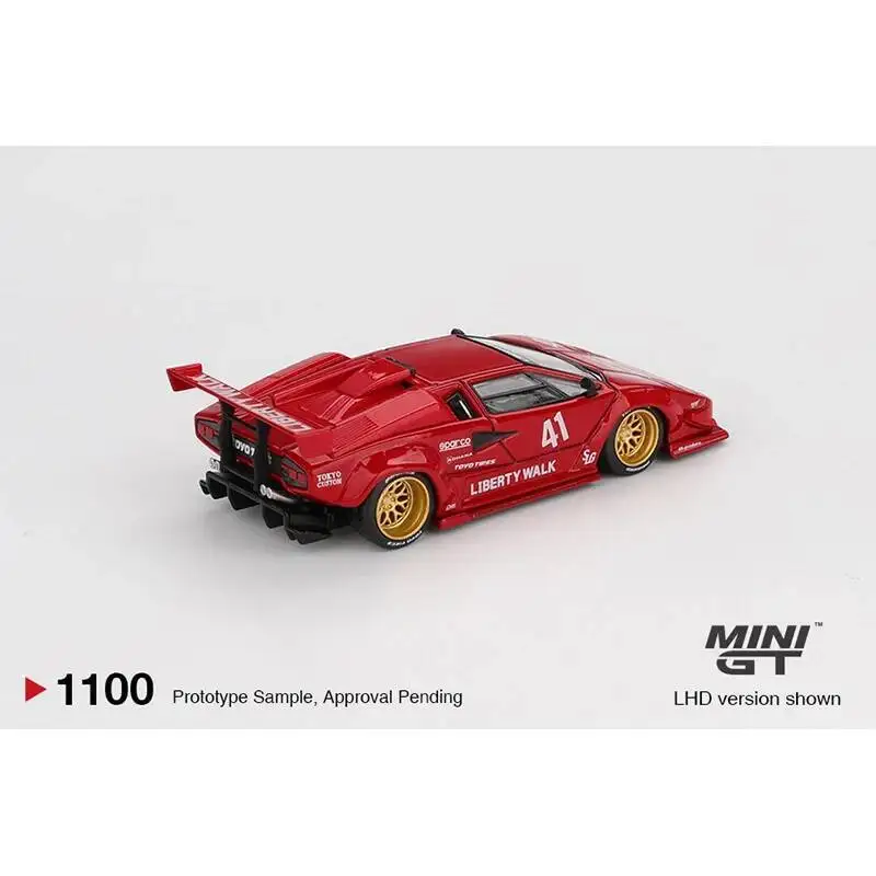 Przedsprzedaż MINIGT 1100 1:64 LBWK Lamborghini Countach LB WORKS Czerwony Model Auta z Odlewu Metalowego Kolekcja Zabawek