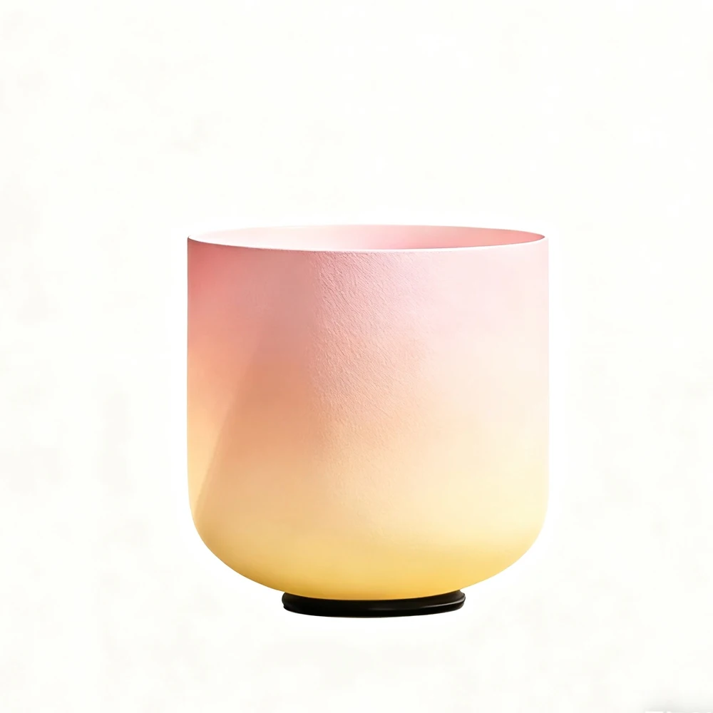 Hye-eun 7inch Pink&Orange Crystal Singing Bowl Meditation Musical Instruments Spiritual Mindfulness Sound Chakra Bowls