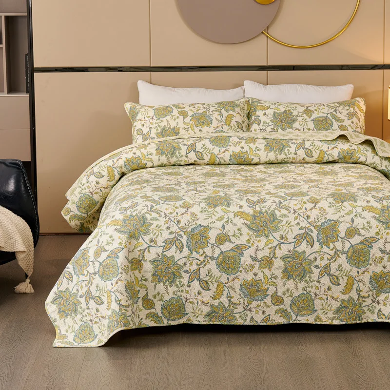 3-Piece Queen Cotton Quilt Set Summer Lightweight Bedspread with 2 Pillowcase,Close-Quilted Comforter Coverlet Blanket for Bed