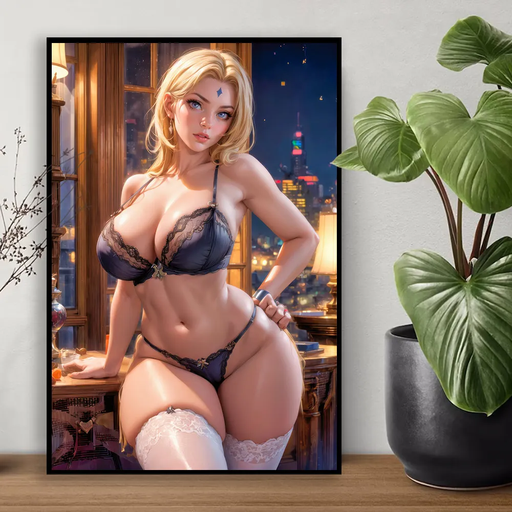 Japanese Anime Cartoon Sexy Naked Swimsuit Tsunade Canvas Poster Decorative Painting Uncensored Wall