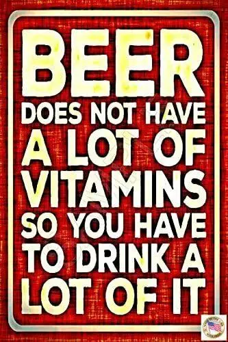 BEER VITAMINS! METAL SIGN USA MADE! 8