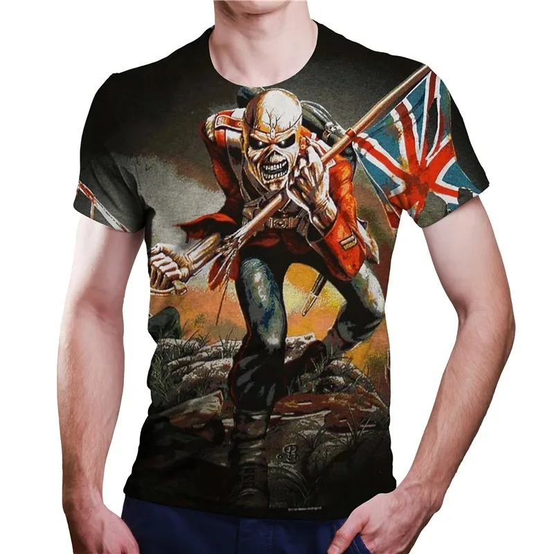 Camiseta 3D de Heavy Metal Rock para hombre, ropa informal de calle Harajuku, hip-hop, talla grande, 2024