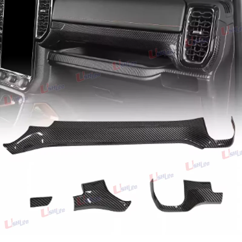 4PCS Fit For Ford Ranger T9 Wildtrak 2024 2025 2026 Carbon Fiber Auto Center Console Co-pilot Dashboard Cover Trim Car Refit Accessories