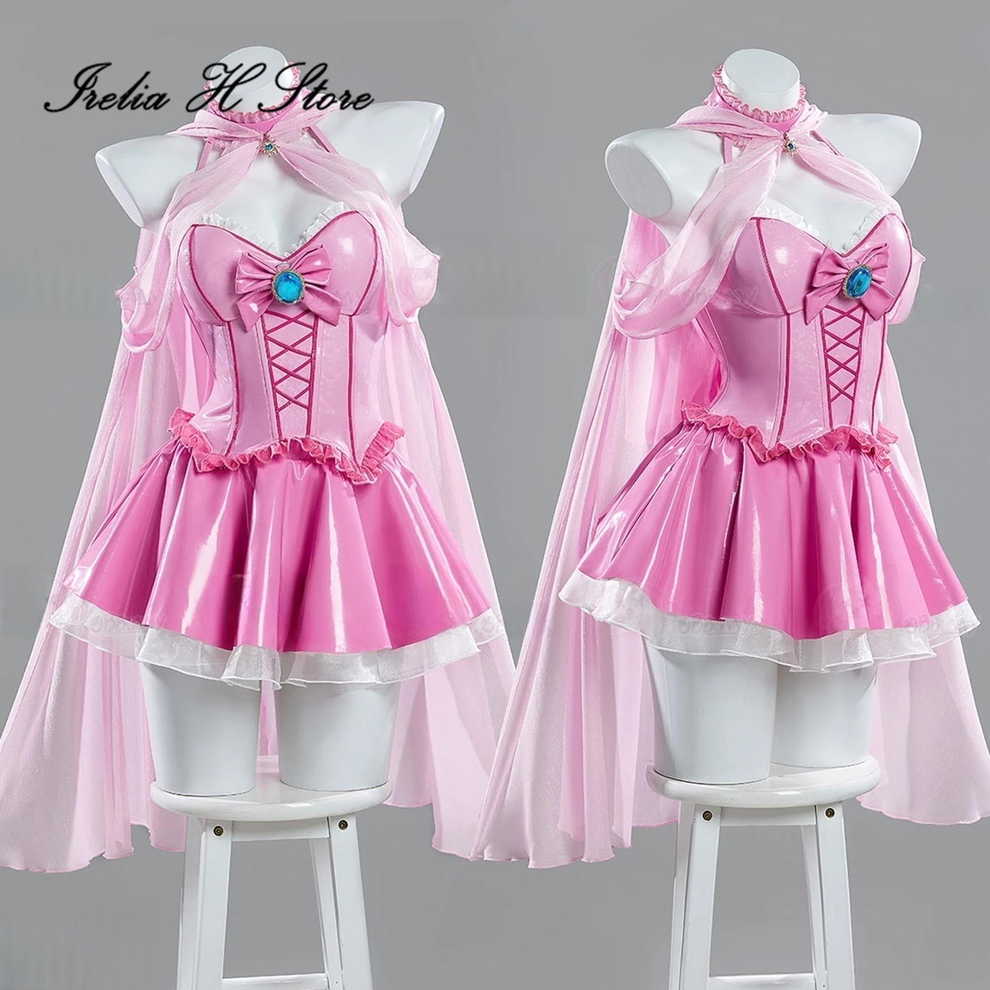 

Irelia H Store Anime Women's Peach Princess Dress PU Girl Sweet Leather Dress Cosplay Costume Halloween Costumes