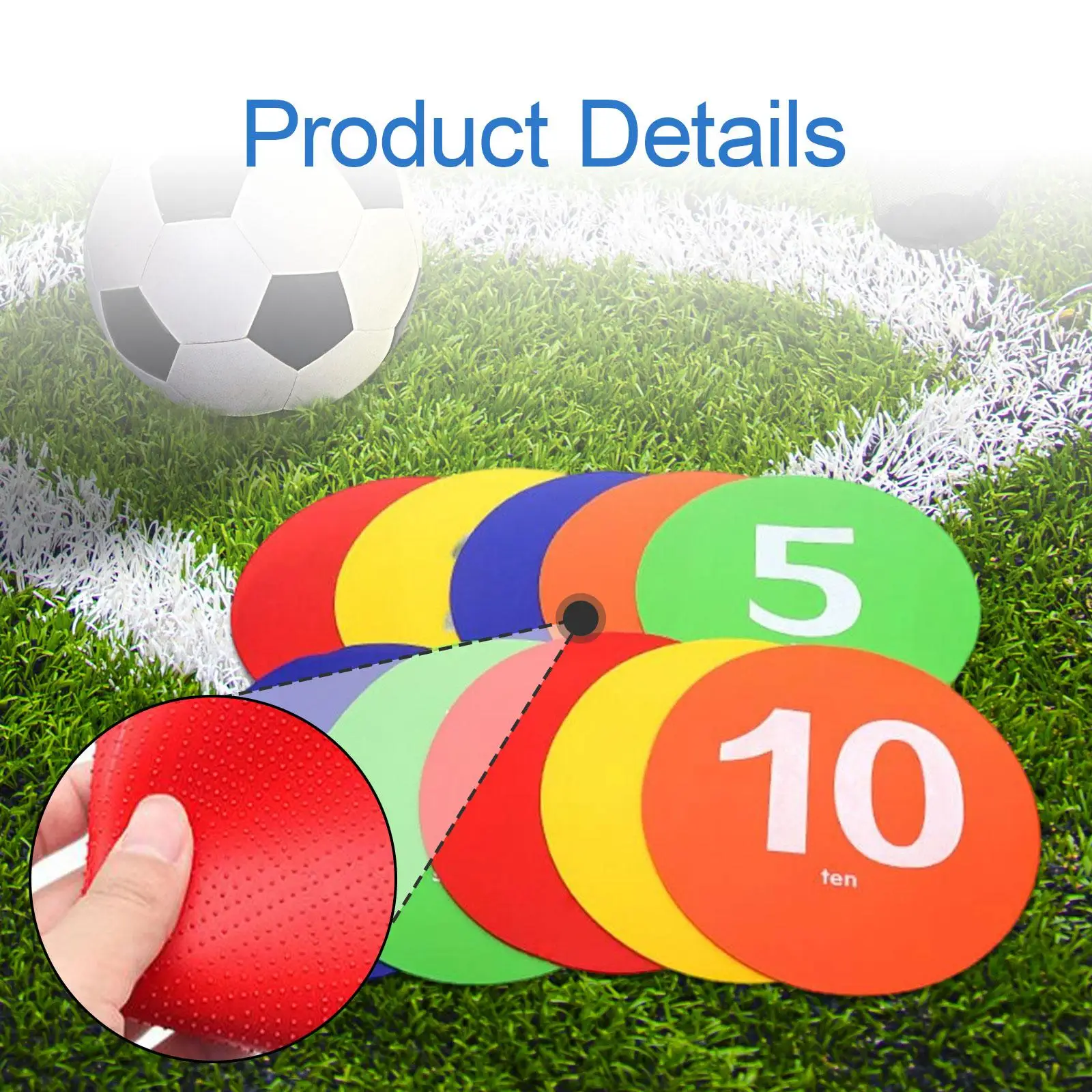 10Pcs Spots Markers with Storage Bag Anti Slip Flexible Round Floor Spots for Exercise Sport Activities Basketball Gym Field