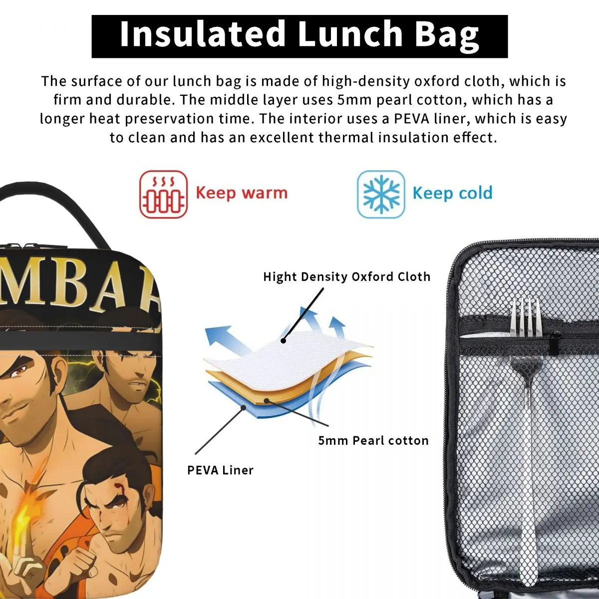 Flambae Dispatch Game 5 حقيبة الغداء الجمالية علب الاغذية المدرسة المحمولة حمل أكياس الغذاء للفتيات مقاوم للماء طباعة حقيبة للحفاظ على البرودة #3