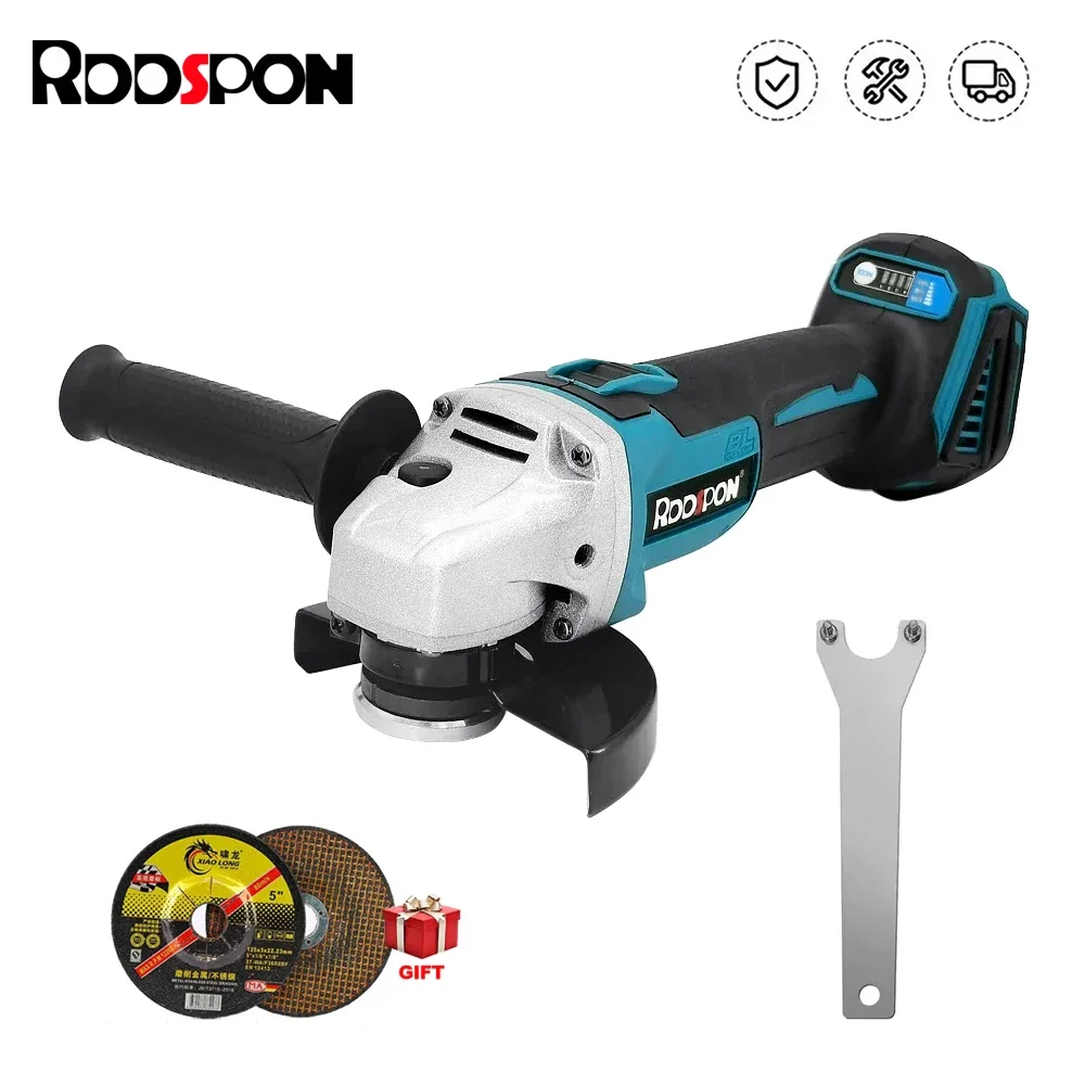 

RDDSPON Brushless Angle Grinder Variable Speed Rechargeable Cordless Electric Grinding Polishing Machine 100mm 125mm Power Tools