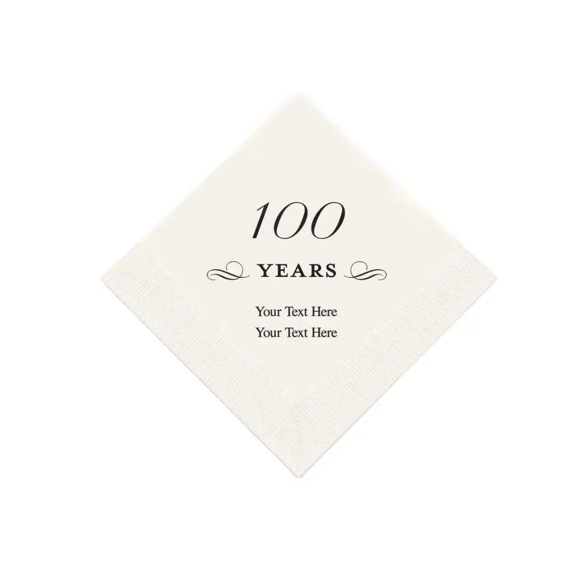 50pcs 100 Years Custom Printed Paper Napkins - 100th Birthday Napkins - 100th Anniversary Napkins - Set of 50 Cocktail or Lunche