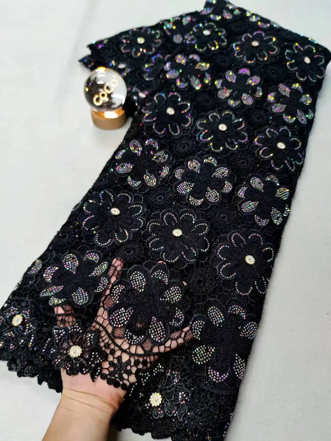 أفريقيا النيجيري 2025 الترتر لفستان الزفاف الشيفون تول أقمشة الدانتيل عالية الجودة حفلة جبر الخياطة القطن 5 ياردة XL119