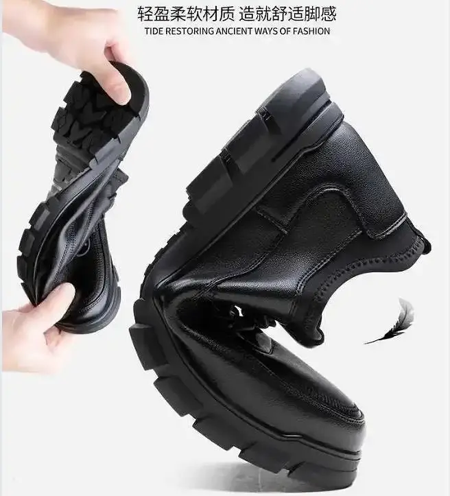 Casual Leather Shoes for Men Autumn Brand Men's Business Office Loafers Platform Mens' Soft Social Shoes Work Footwear