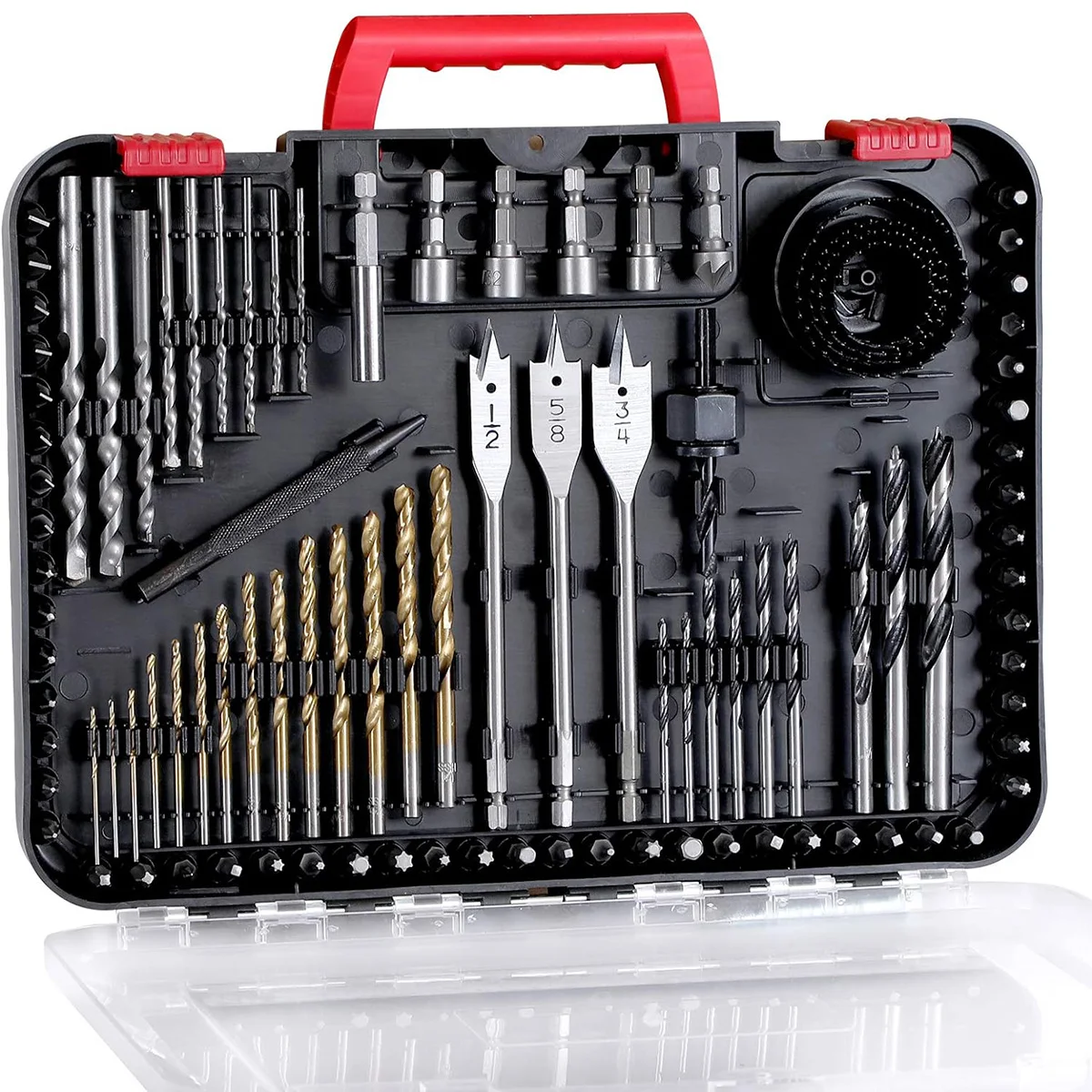 Juego de brocas de 100 piezas, juego de puntas de destornillador y puntas de destornillador de 100 piezas, para perforar metal, madera, masonería y plástico, cemento