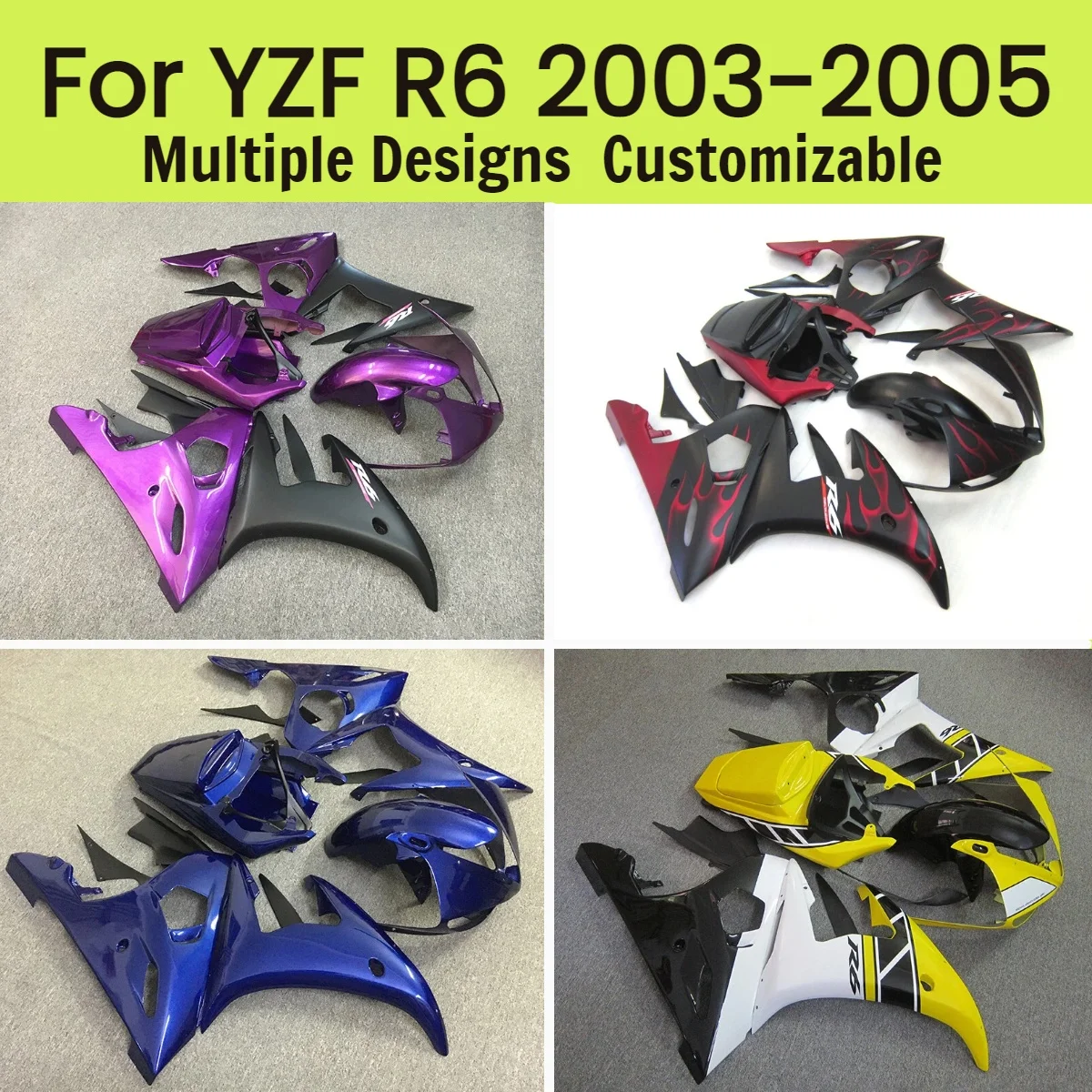 

Fit Fairings for YAMAHA YZF R6 2003 2004 2005 Cool Motorcycle Body Parts Set Fairing Kit YZFR6 03 04 05