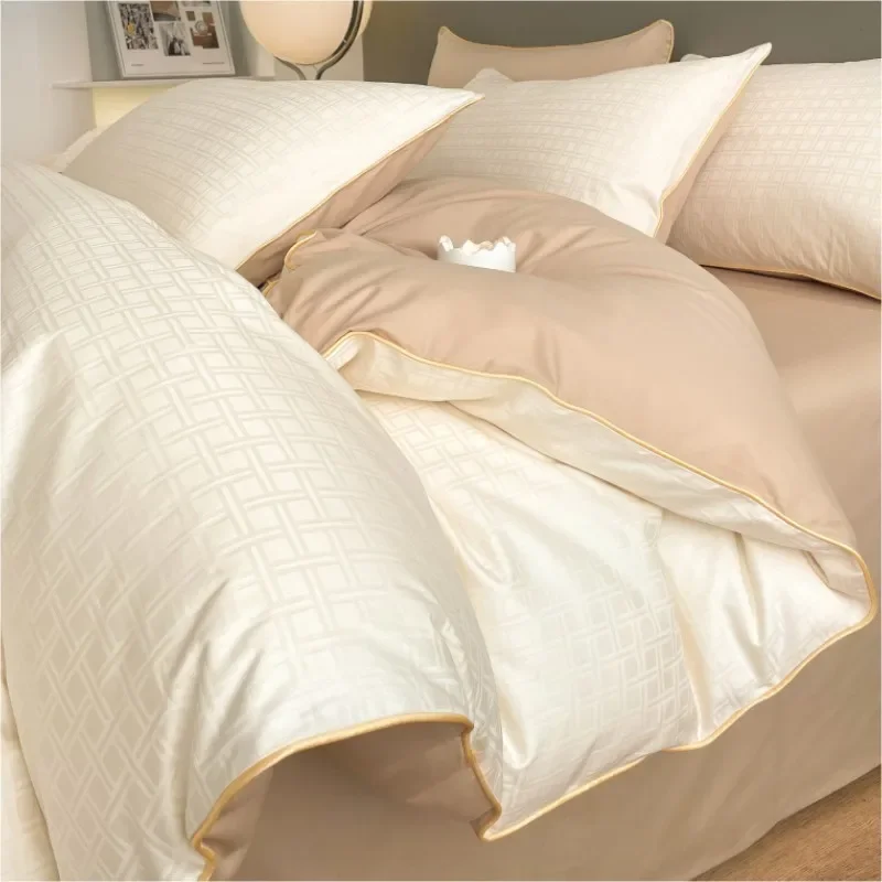 

Nordic Bed Four-piece Bedding Set Soft Microfiber Full Queen Size Bed Linen Single Double Flat Sheet Duvet Cover Pillowcase