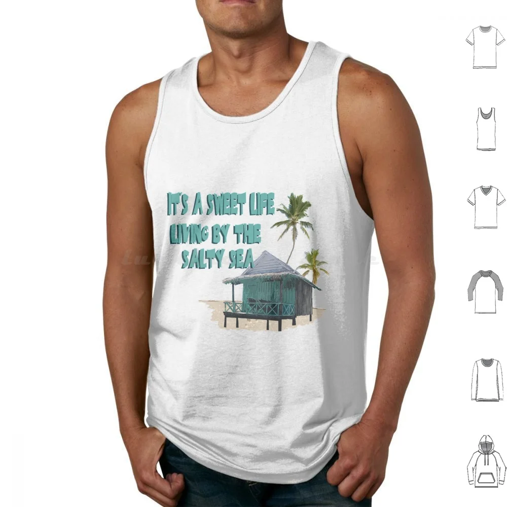 Sweet Beach Life Tank Tops Print Cotton Beach Jimmy Buffett Shack Surf Surfer Coast Palm Tree Sea Ocean Shore Island Tiki