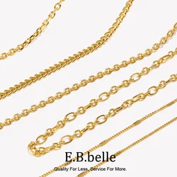E.B.belle Thin Delicate Link Flower Coin Cuban Chain Layer Necklace Gold Plated Silver Color Stainless Steel Chain Necklace