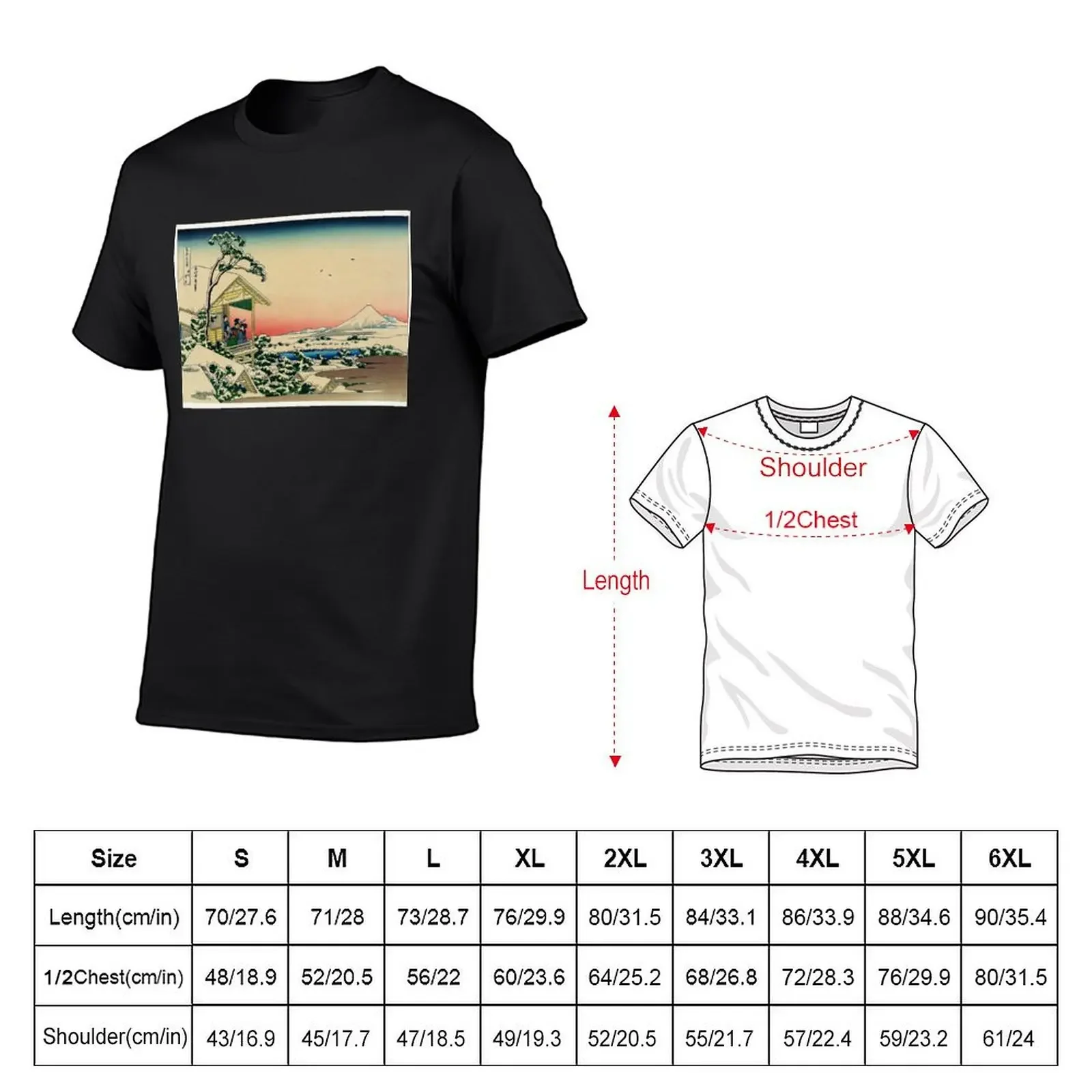 Teahouse at Koishikawa the morning after a snowfall (Restored Japanese Artwork) T-Shirt oversized t shirt cotton t shirt men