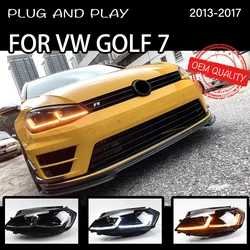 Headlight For VW Golf 7 MK7 2013-2017 Car автомобильные товары LED DRL Hella 5 Xenon Lens Hid H7 Golf 7.5 R LINE Car Accessories