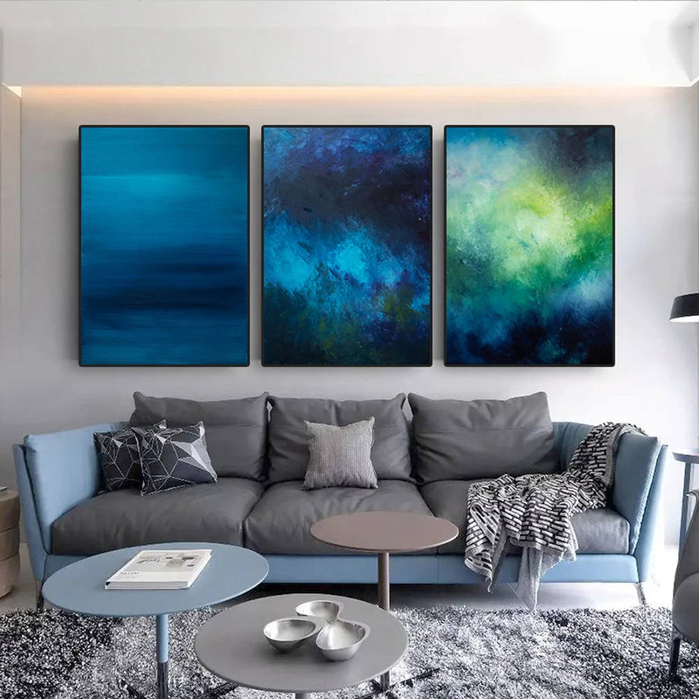 

Abstract Modern Style Blue Green Poster Mixe Color Painting Wall Canvas Fashion Printmaking Living Room Home Corridor Decoration