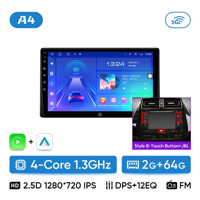 Ainavi Autoradio Voor Toyota Prius 2015 2016 2017 2018 2019 2020 XW50 Draadloze Carplay Android Auto 4G HD IPS Auto Multimedia HDMI