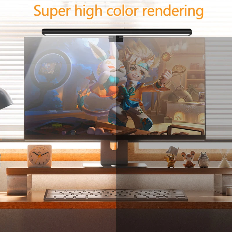 USB LED Screen Lamp 3-Touch Adjustable Eye-Care Monitor Light with Anti-Blue Light for Curved PC Laptop Fill Desk Light for Dorm