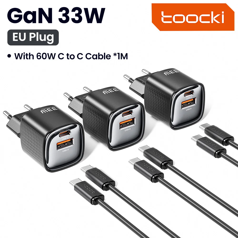 Toocki 33W USB GaN Ladegerät Schnellladung PD Mini PPS Typ-C Telefonladegerät für iPhone 17 16 15 iPad Xiaomi Huawei Galaxy Samsung