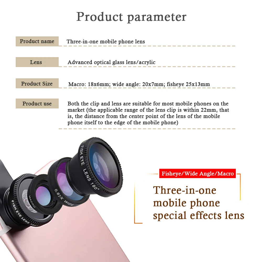 Grande Angular Lente Do Telefone Móvel, Olho De Peixe, Macro, Câmera HD, Universal para iPhone, Telefone Android, 0.67X