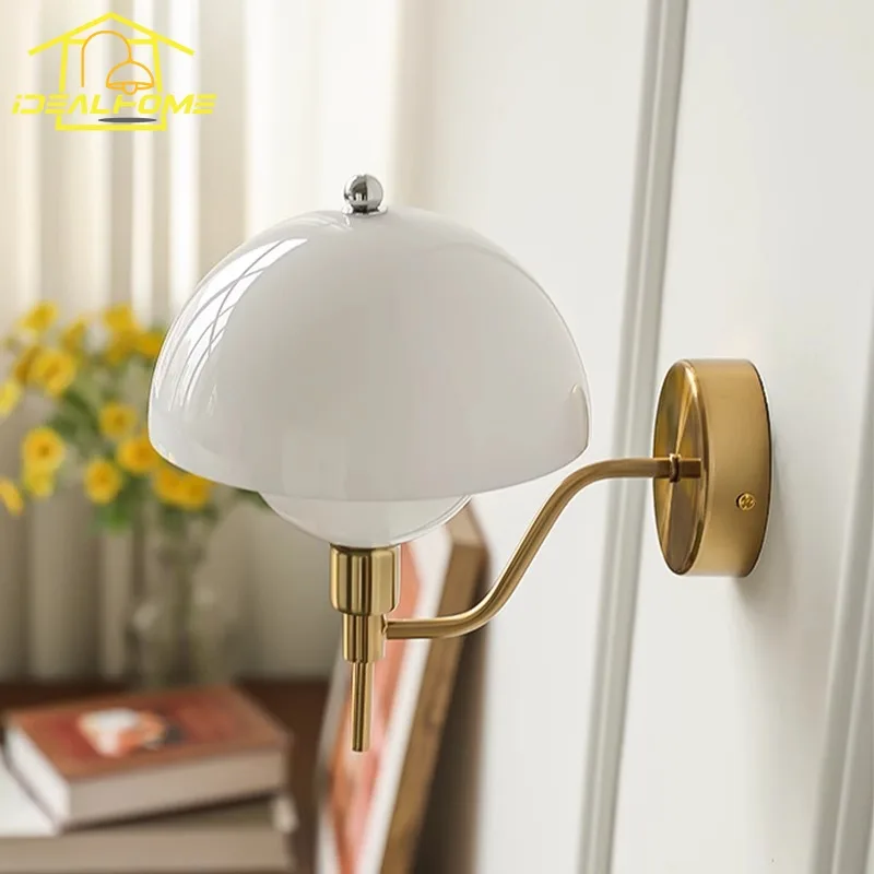 الفرنسية القرون الوسطى كريم الرياح الممر الجدار مصباح LED G9 جو دافئ الزجاج الحائط غرفة المعيشة مدخل السرير خلفية بار #2