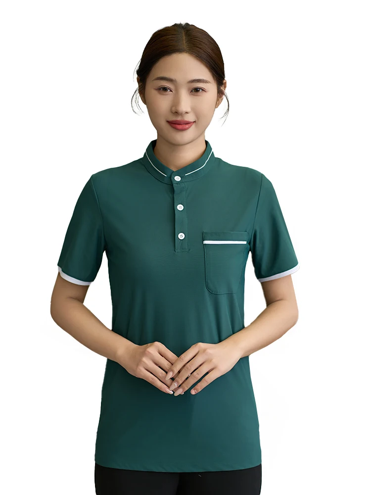 

Western Restaurant Catering Uniform Hotel Man Clothes Caffe Shop Female Waiter Workwear Summer Breathable Shirt Overalls