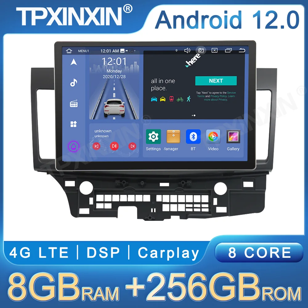 For Mitsubishi Lancer 10 CY 2007-2017 Android 12 Car Radio Multimedia Video Player 2Din GPS Carplay DVD HeadUnit Stereo Speakers