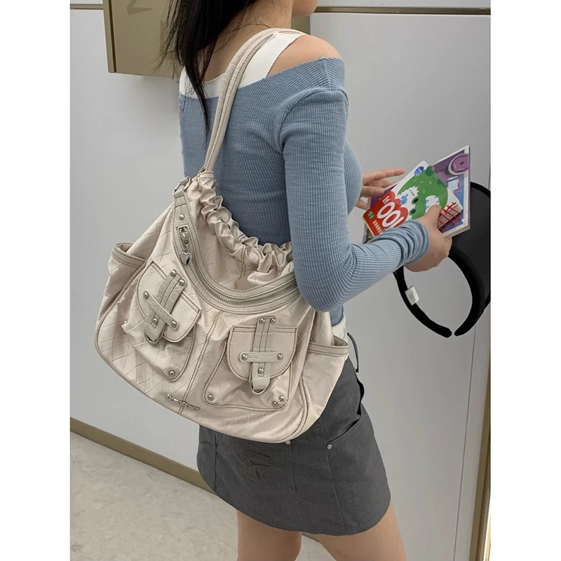 HAEX Fashion Women Tote Bags Multi Pockets Large Capacity Ladies Shoulder Bolso Mujer Trend New Design Commute Bag Female