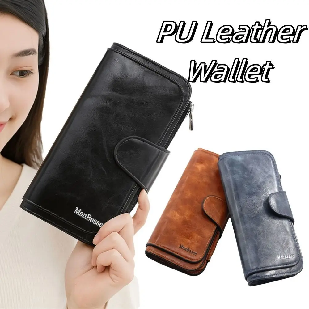 

Large Capacity Women Long Wallet Korean Style Multifunctional PU Leather Wallet Solid Color Multi Card Solt Clutch Bag Outdoor