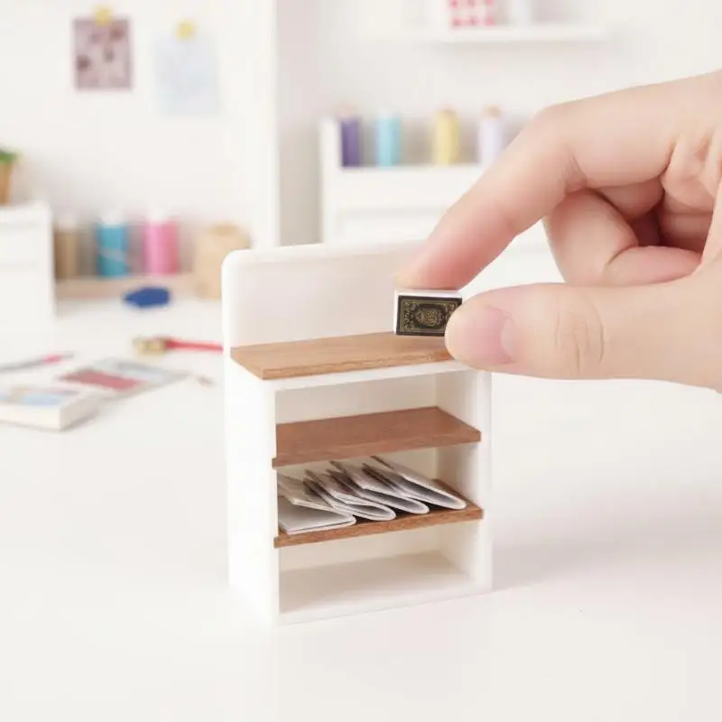 1‑12 Scale Dollhouse Mini Sideboard Tv Cabinet Storage Rack Mini Furniture Ornament Micro Scene Doll House Building Decor Toy