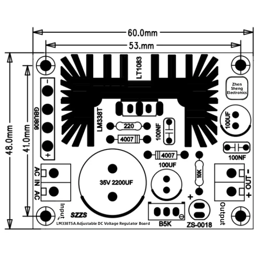 Adjustable DC Linear Regulated Power Supply Board With Aluminium Heat Sink Compatible With For LM317 LM338T Voltage Regulators