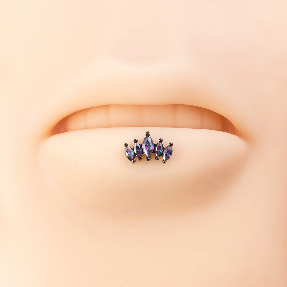 1pc Zircon Labret Studs 16G Flower Moon Lip Monroe Piercing Internally Threaded Steel Medusa Ring Helix Cartilage Tragus Earring