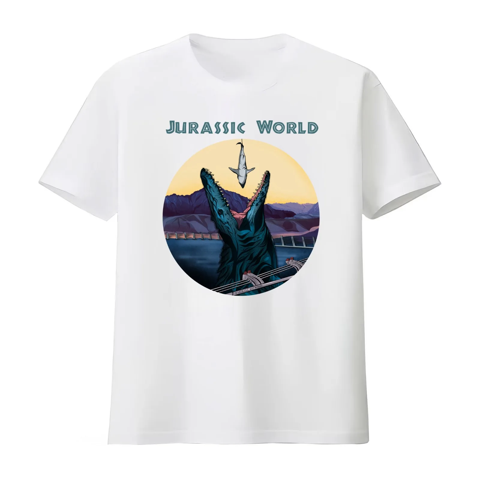 Jurassic World - Mosasaurus Feeding Show T-Shirt Summer Casual Cotton Tee Oversized Streetwear Tops Vintage Graphic Print