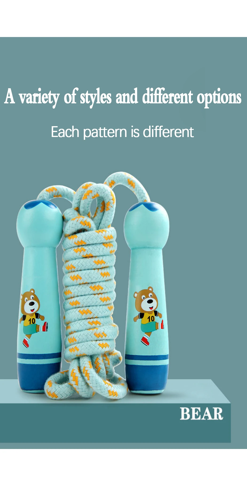 Kinder Sport Einstellbare Baumwolle Seil Seile Sport Fitness Schöne Cartoon Springen Natürlichen Holzgriff Filet Design – Detail 14