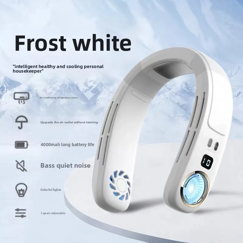 반도체 냉각 목걸이 팬 스마트 디지털 디스플레이 소형 에어컨 미니 USB 팬 충전 무음 냉각 원더