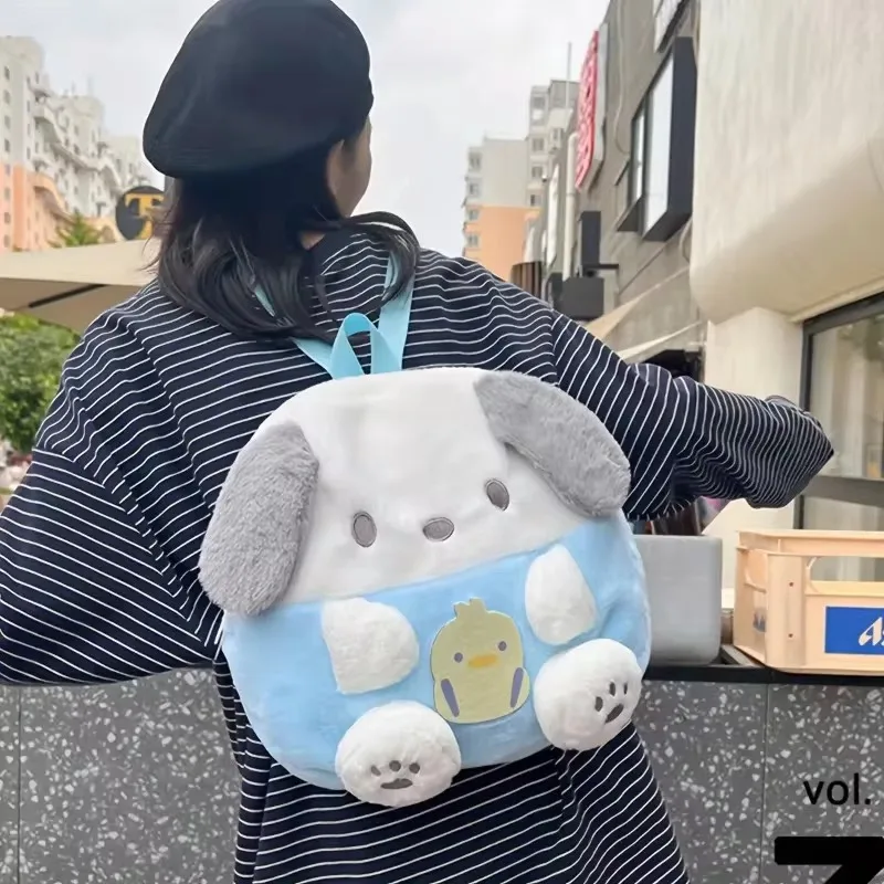 Sanrio Series Kuromi Melody Cartoon Backpack Cute Soft Plush Backpack Kawaii Girl Heart Child Fashion Backpack Birthday Present