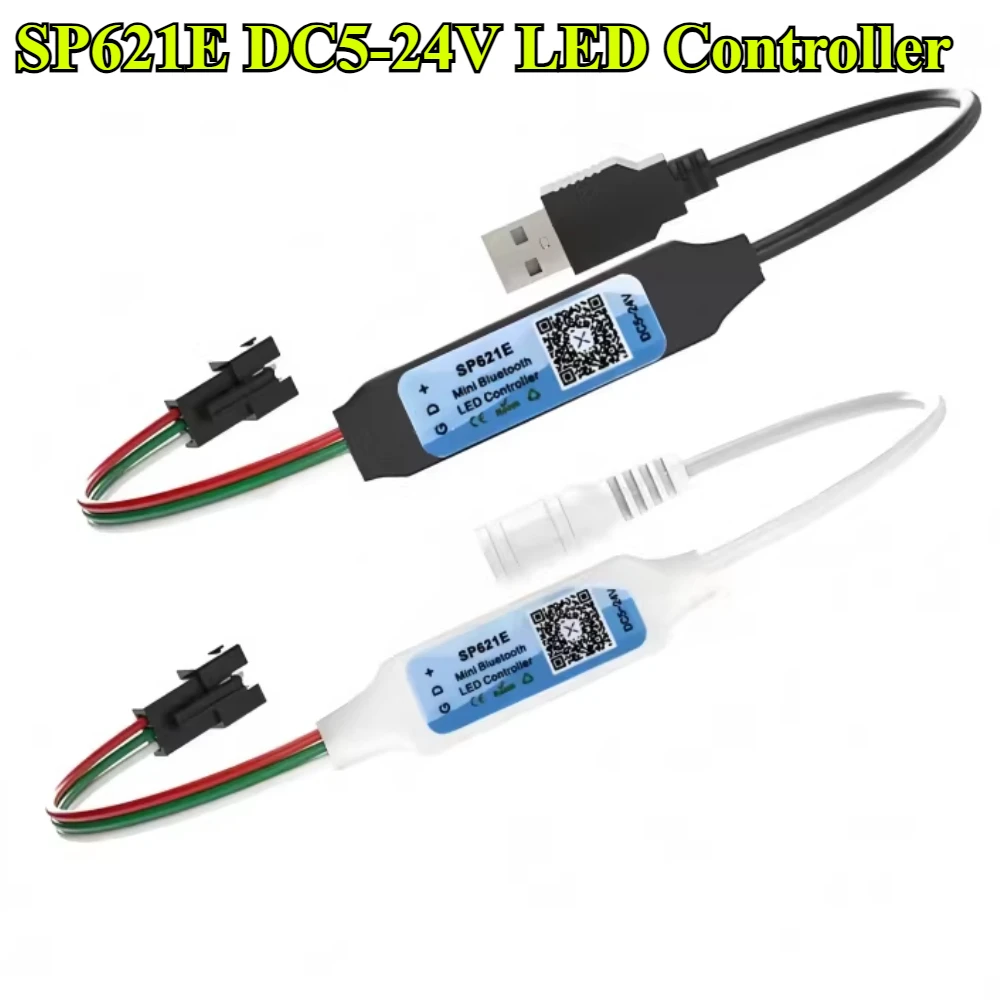 

2/5Pcs DC5-24V SP621E Mini Bluetooth Phantom LED Controller APP Control For WS2811 WS2812B SK6812 Pixels Dream Color LED Strip