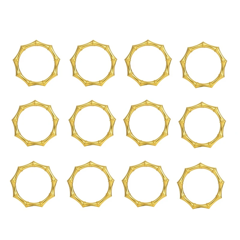 12 PCS Bamboo Knuckles Style Gold Napkin Holder Ring For Table Decoration, Wedding, Party, Birthday