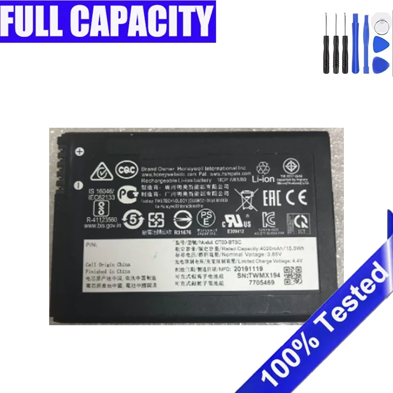 CT50-BTSC Battery For Honeywell Intermec CT45 CT40 CT60 CT50  4G/LTE 318-055-001 Rechargeable  Bateria