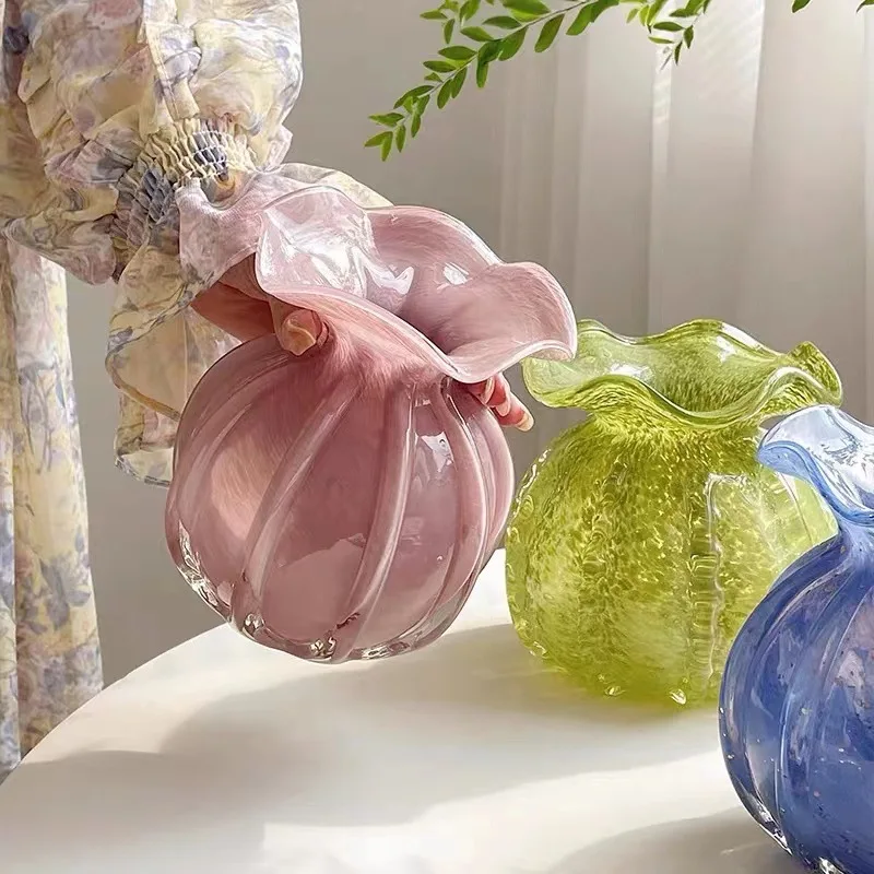 

Handmade Taro Purple Floating Gold Powder Lucky Bag, Colorful Flower Vase Decoration, Minimalist Home
