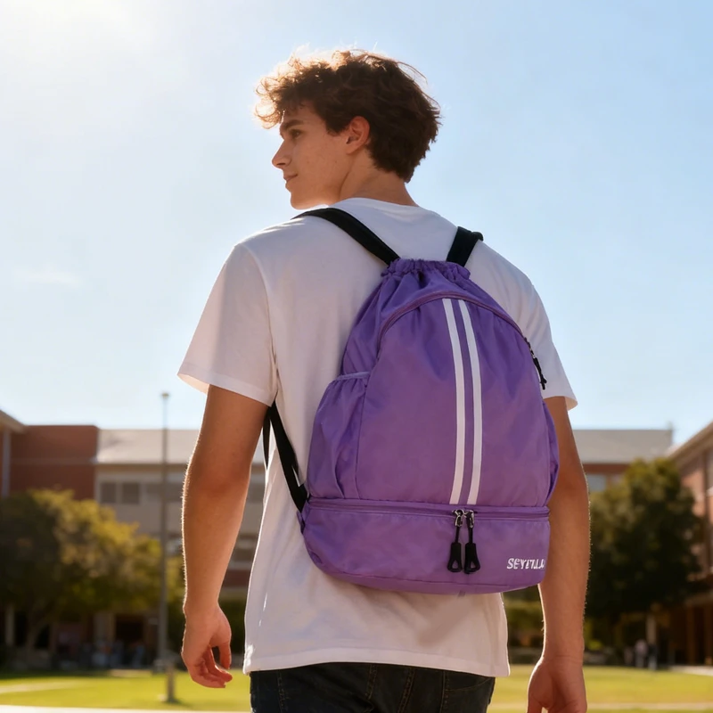

Drawstring Outdoor Sports Gym Traveling Backpack Portable Men and Women Basketball Bag Hiking Swimming Dry and Wet Separation