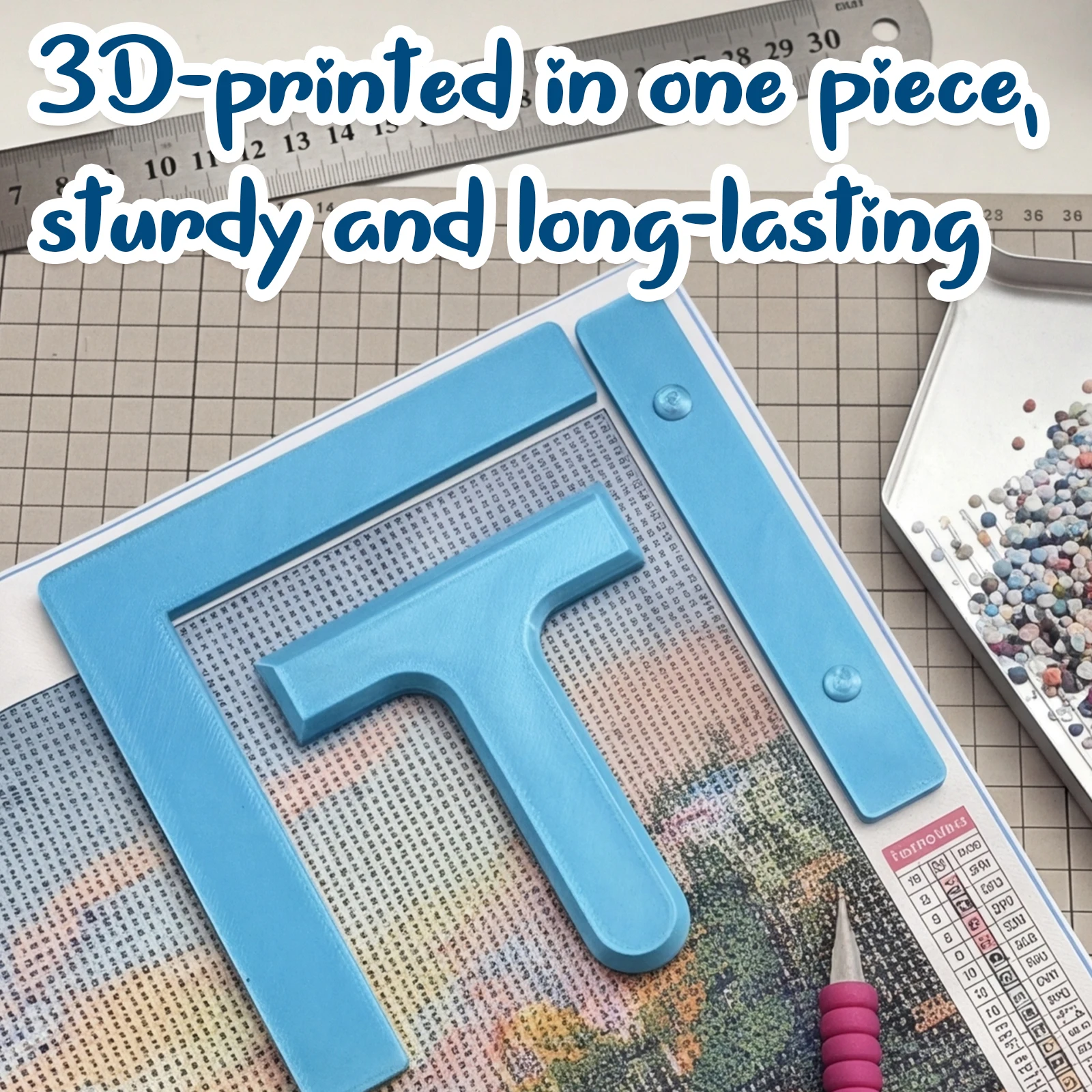 3-Piece Set Diamond Painting Alignment Tools Diamond Painting Alignment Ruler Fits Square Kits for Adults Keeps Drills Aligned