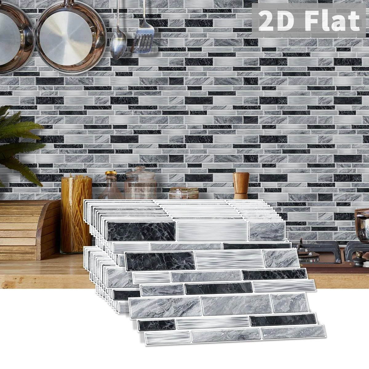 12/24/48 pieces per pack peel and stick wall tiles, PVC kitchen, bathroom countertop, wall decoration sticker